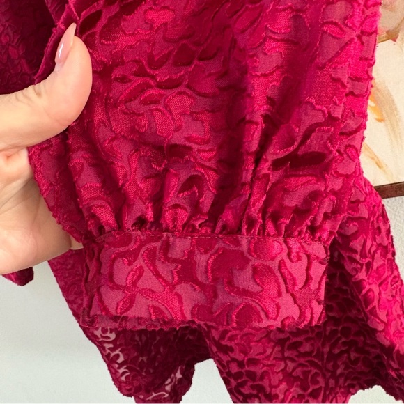 Anthropologie Susanna Burnout Velvet Buttondown Blouse Red XS - Picture 8 of 13